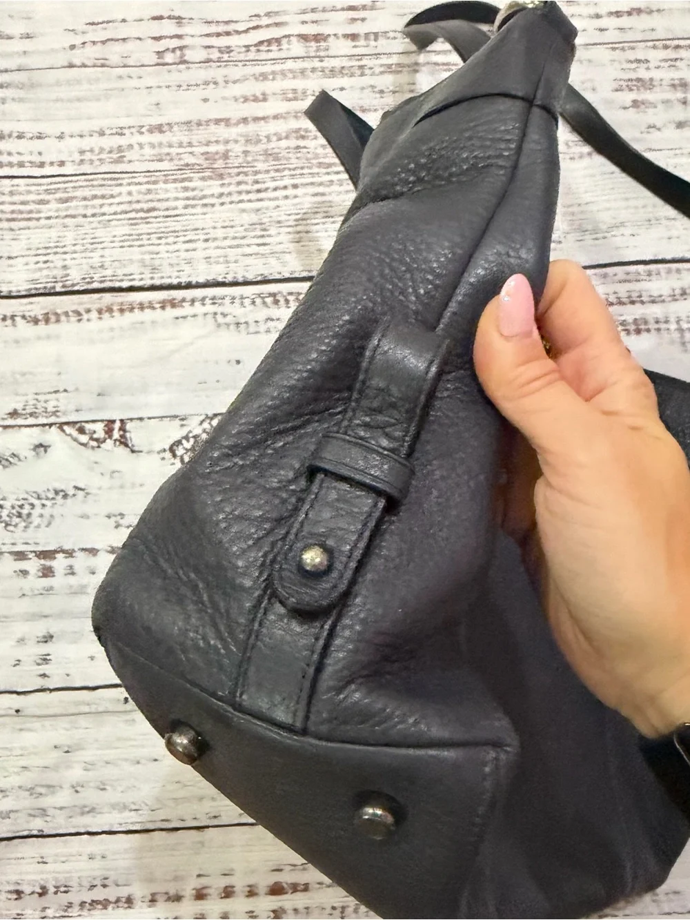 Coach Black Pebbled Leather Satchel / Shoulder Bag with Crossbody Strap